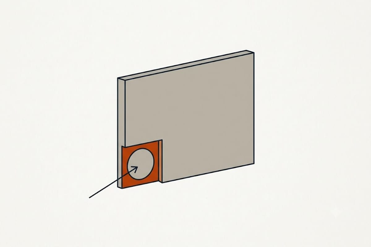 Section through an interior drain