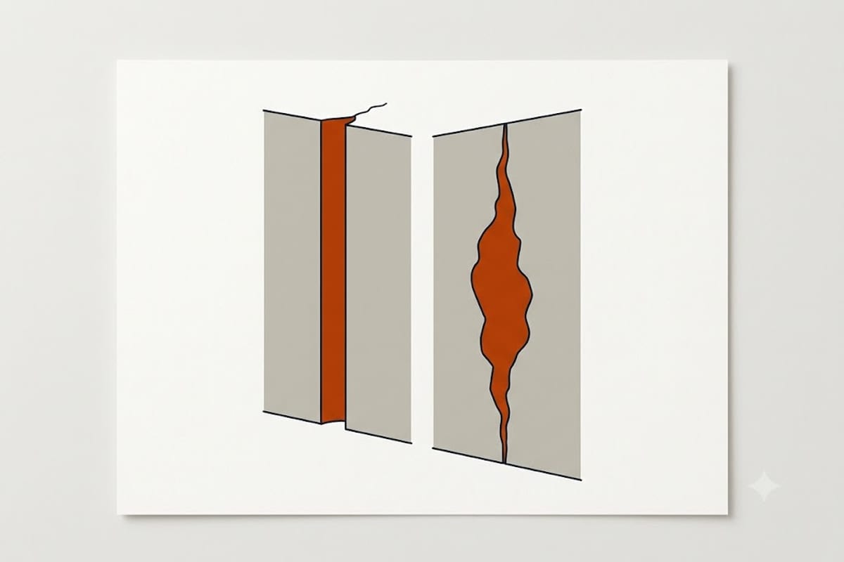 A rigid fill against a flexible one